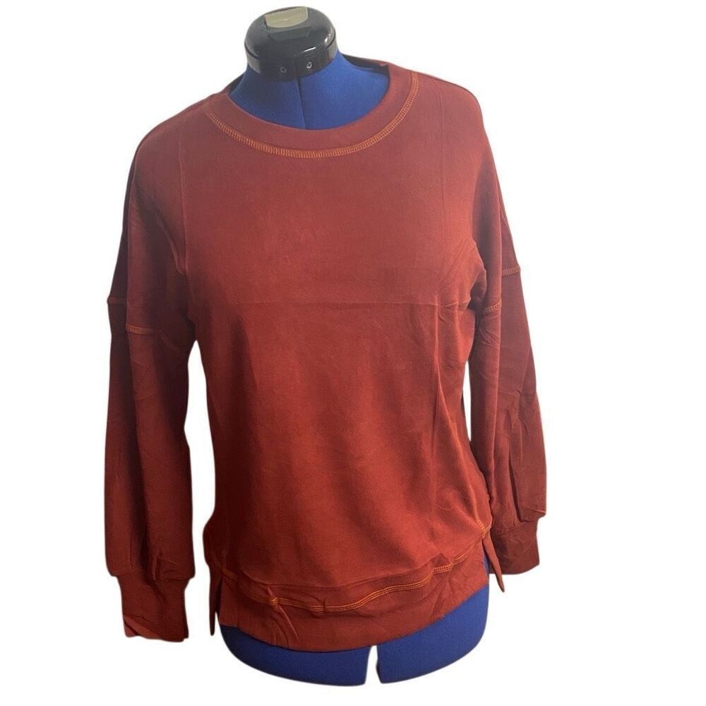 RUBZOOF Women’s Oversized‎ Sweatshirt Orange Size Small Long Cuffed Sleeves New